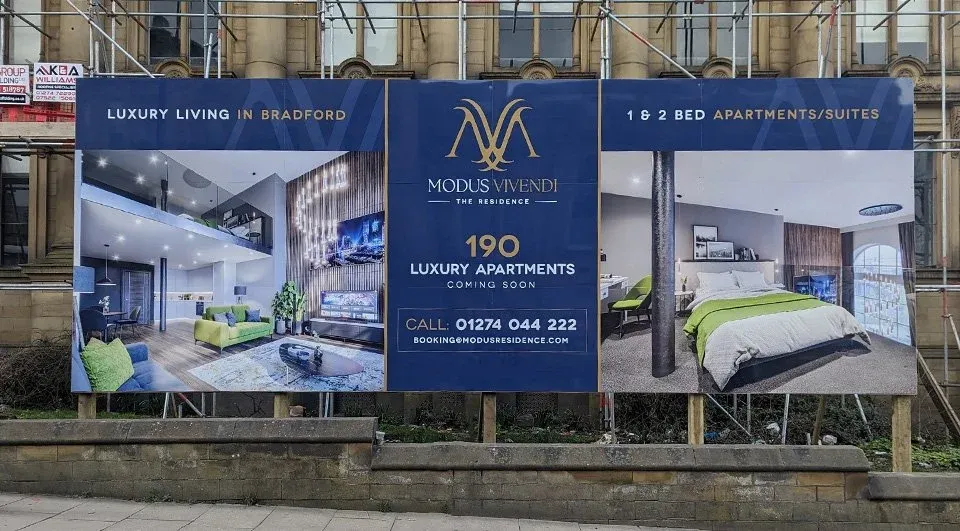 7 Powerful Strategies to Market Your Construction Company 1 Image of Hoardings being used to market your construction company