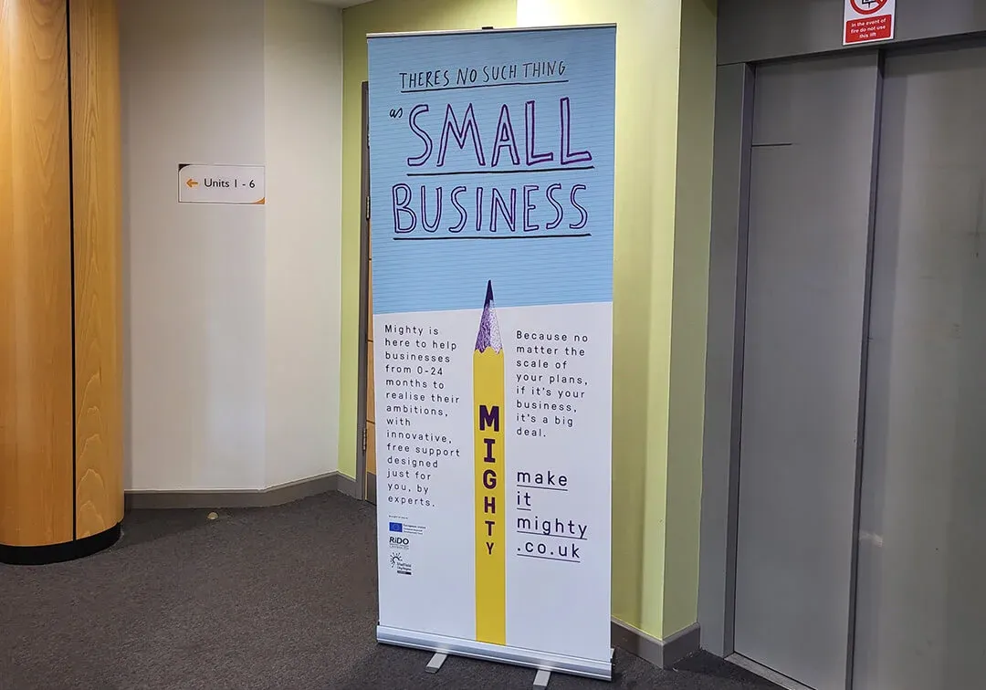 Roller banner printing for Mighty small business initiative
